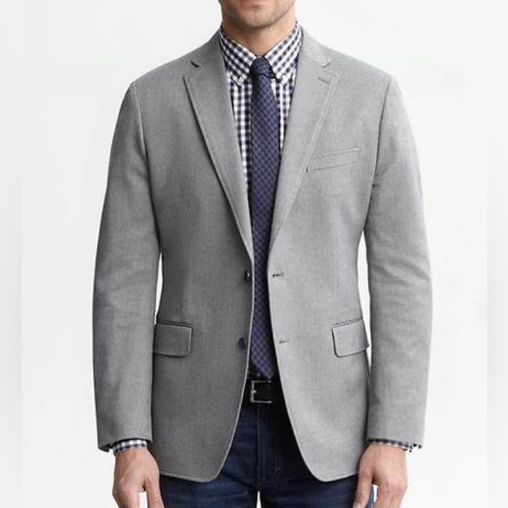Used Banana Republic Charcoal Herringbone Tailored Fit Blazer